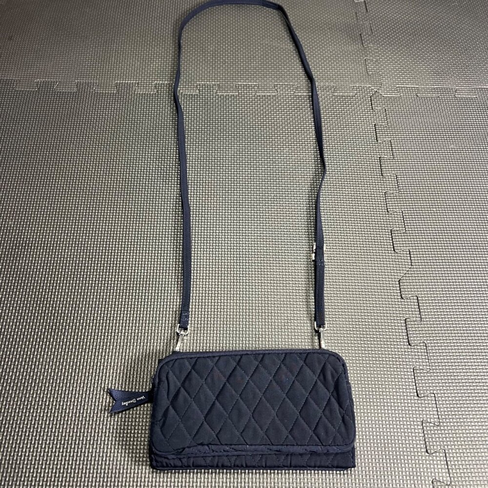 Vera Bradley Navy Quilted Crossbody Wallet With Adjustable Strap & Multiple Card - Picture 3 of 4